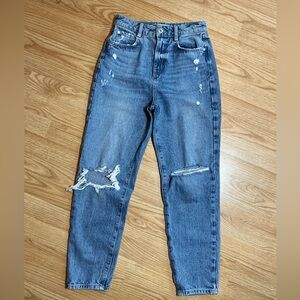 Zara High Rise Ripped Denim Jeans